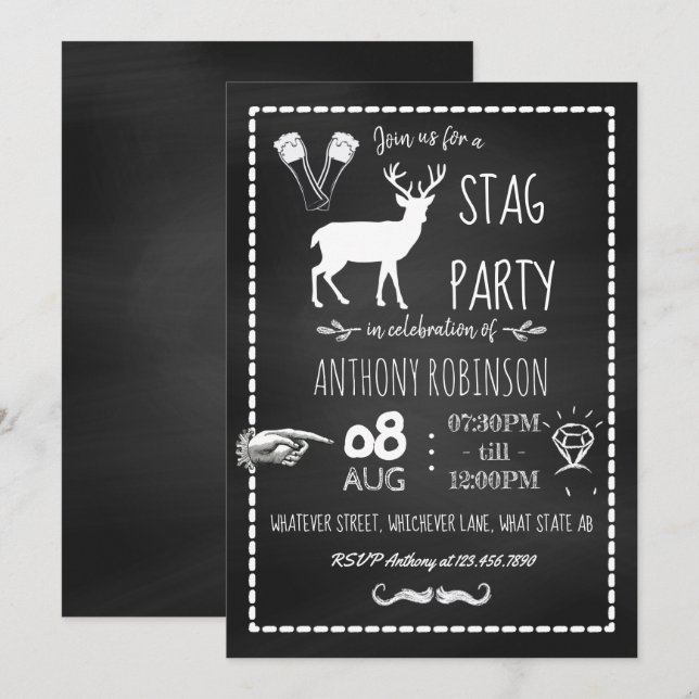 Invitation de fête d'enterrement de vie de garçon  (Devant / Derrière)