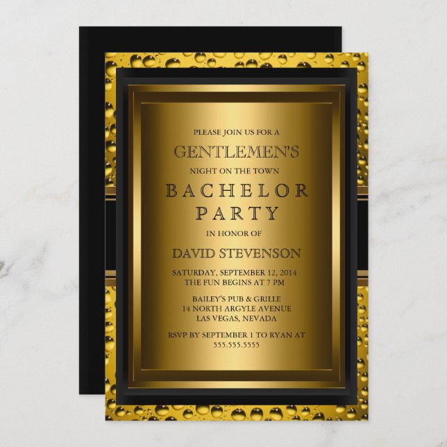 Invitation de fête d'enterrement de vie de garçon  (Devant / Derrière)