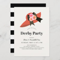 Invitation de fête Derby Roses Chapeau Rouge Grand