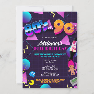 Invitation de fête des années 80 contre 90 ou 40e