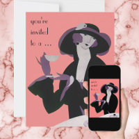 Invitation de Fête des mariées Art Déco vintage