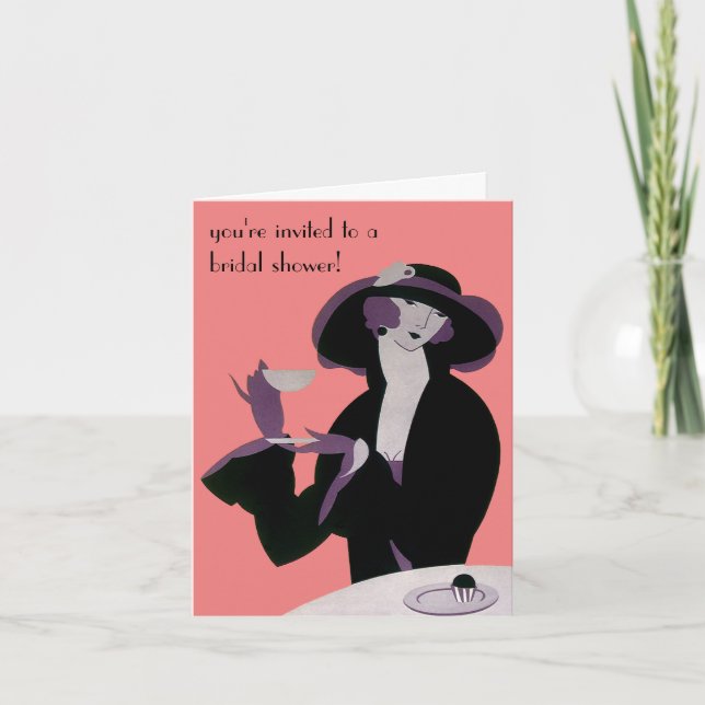 Invitation de Fête des mariées Art Déco vintage (Devant)