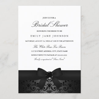 Invitation de Fête des mariées Damask Black & Whit