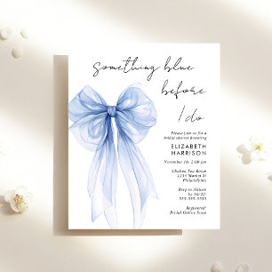 Invitation de Fête des mariées d'aquarelle bleu
