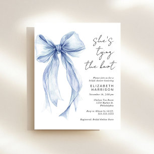 Invitation de Fête des mariées d'aquarelle bleu bu