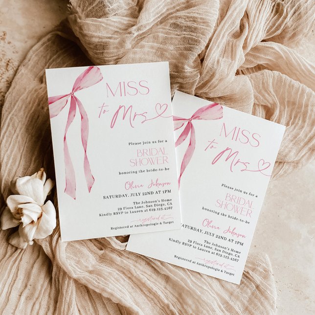 Invitation de Fête des mariées de Bow rose | Boho  (Créateur téléchargé)