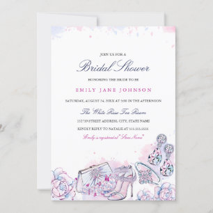 Invitation de Fête des mariées de cristal rose ble