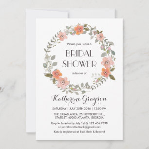 Invitation de Fête des mariées de  de fleurs rose 