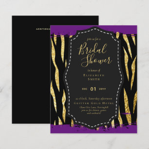 Invitation de Fête des mariées de Glam Gold Purple