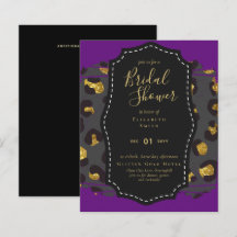 Invitation de Fête des mariées de Glam Gold Purple