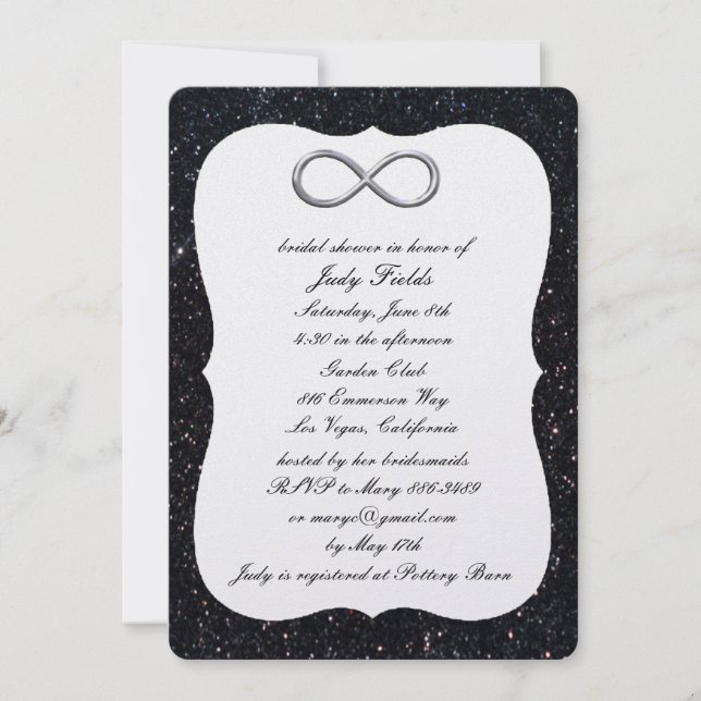Invitation de Fête des mariées d'infinité argentée (Devant)