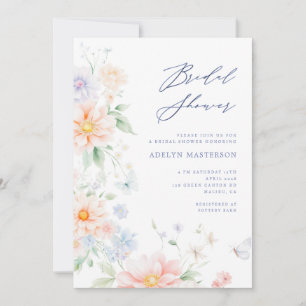 Invitation de Fête des mariées Fleur sauvage bleu 
