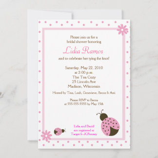 Invitation de Fête des mariées Ladybug Flower Dot