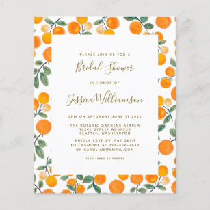 Invitation de Fête des mariées Oranges aquarelles 