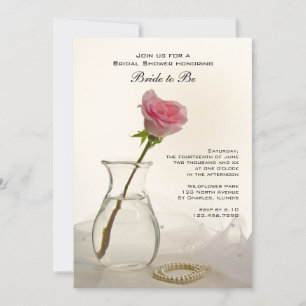 Invitation de Fête des mariées Rose et Pearls blan