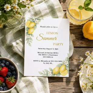 Invitation de fête d'été au citron dans le jardin