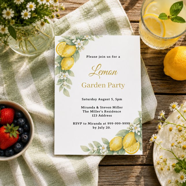 Invitation de fête d'été au citron de jardin (Créateur téléchargé)