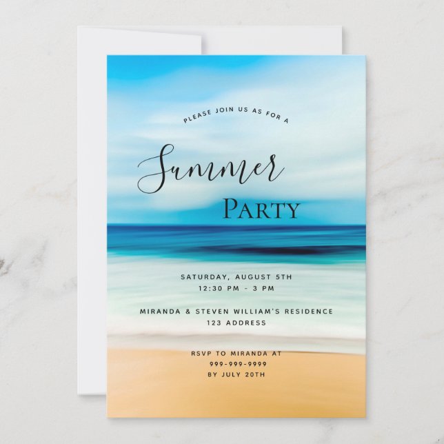 Invitation de fête d'été plage mer (Devant)