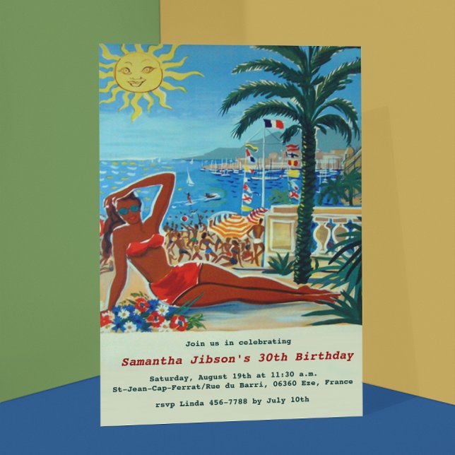 Invitation de fête d'été Vintage Retro French Rivi (Créateur téléchargé)