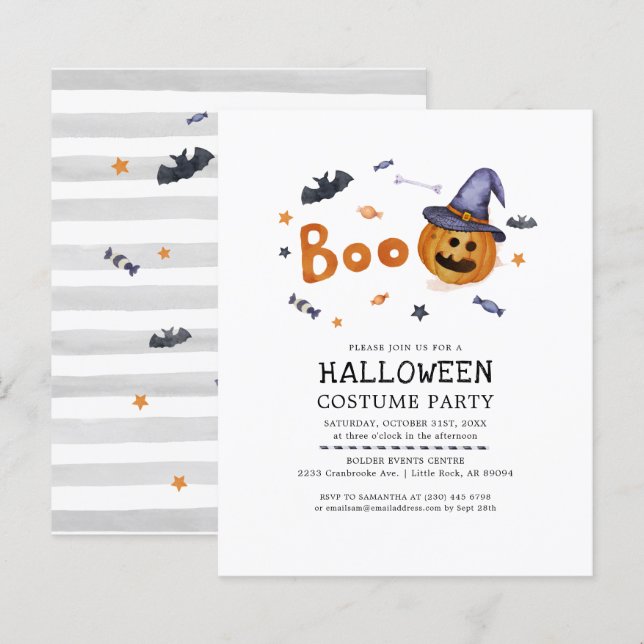 Invitation de fête d'Halloween à petit budget pour (Devant / Derrière)