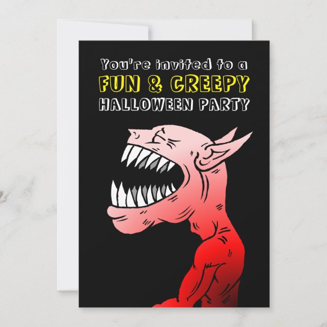 Invitation de fête d'Halloween amusante et Déplais (Devant)