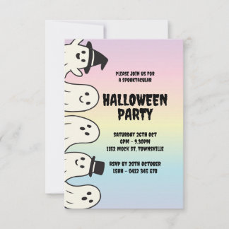 Invitation de fête d'Halloween arc-en-ciel pastel