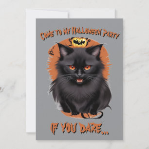 Invitation de fête d'Halloween au chat noir maléfi