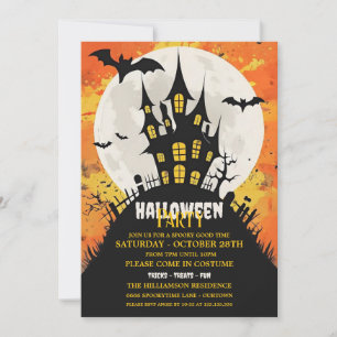 Invitation de fête d'Halloween au château hanté pl