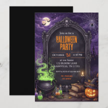 Invitation de fête d'Halloween au chaudron de sorc