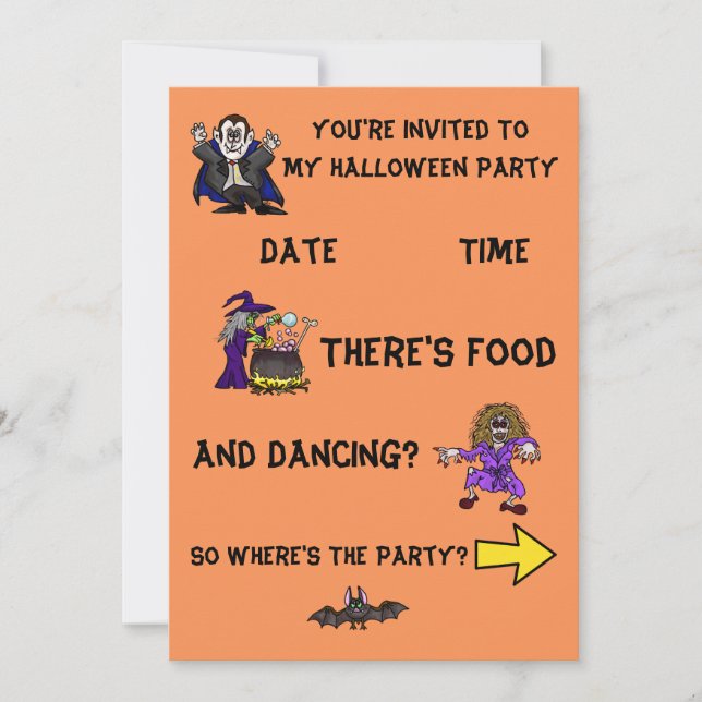 Invitation de fête d'Halloween avec graphismes amu (Devant)