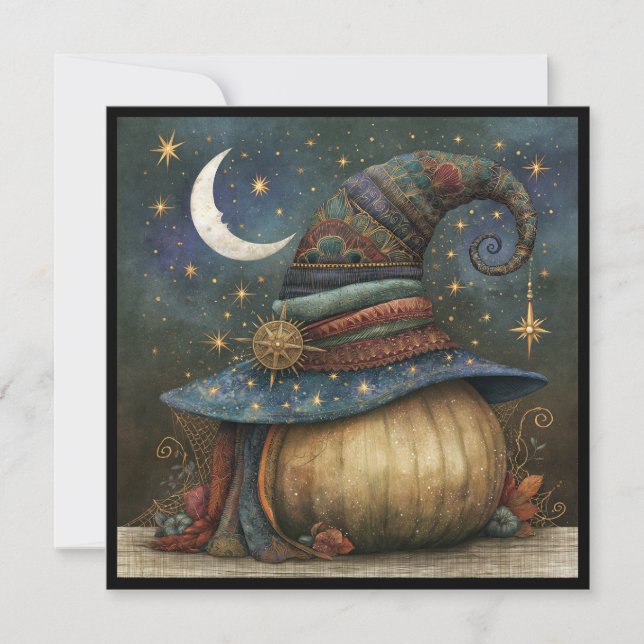 Invitation de fête d'Halloween Chapeau de sorcière (Devant)