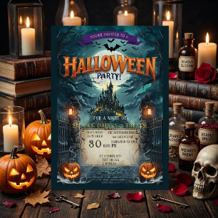 Invitation de fête d'Halloween Château hanté Épouv