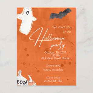 Invitation de fête d'Halloween Citrouille Orange &