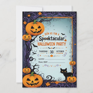 Invitation de fête d'Halloween colorée – Amusement