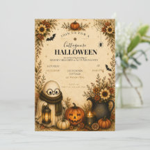Invitation de fête d'Halloween Cottagecore mignonn