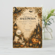 Invitation de fête d'Halloween Cottagecore mignonn