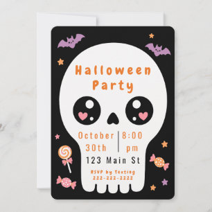 Invitation de fête d'Halloween Crâne Mignon