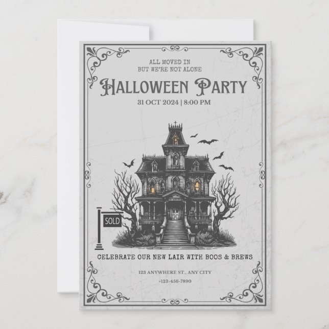 Invitation de fête d'Halloween dans une maison han (Devant)