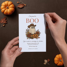 Invitation de fête d'Halloween de fantôme de cowbo