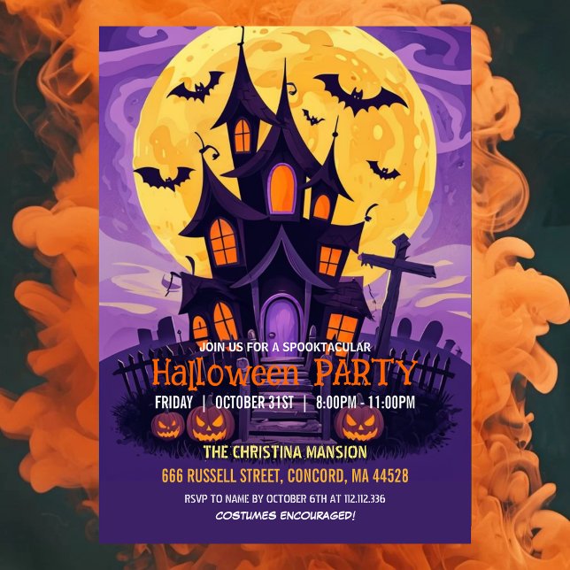 Invitation de fête d'Halloween de maison hantée vi (Créateur téléchargé)