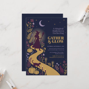 Invitation de fête d'Halloween de sorcière magique