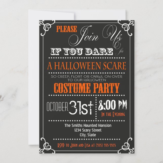 Invitation de fête d'Halloween de typographie (Devant)