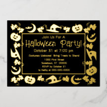 Invitation de fête d'Halloween Deluxe Feuille et N