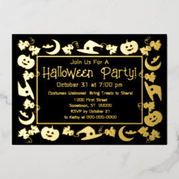 Invitation de fête d'Halloween Deluxe Feuille et N