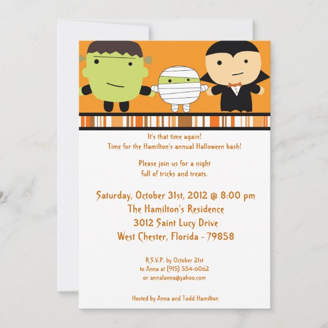 Invitation de fête d'Halloween Éffrayante 5x7 (Devant)