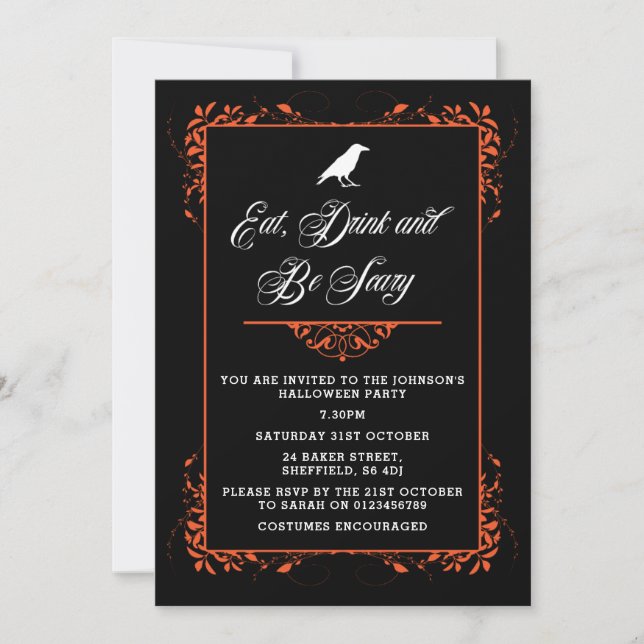 Invitation de fête d'Halloween - élégant invitatio (Devant)