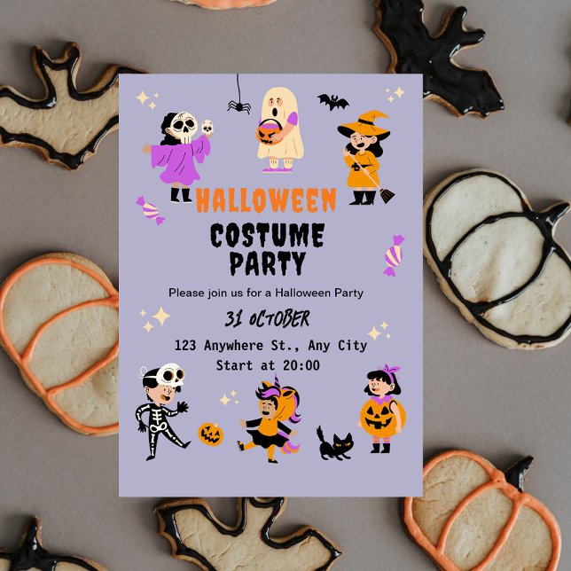 Invitation de fête d'Halloween en costume mignon (Créateur téléchargé)