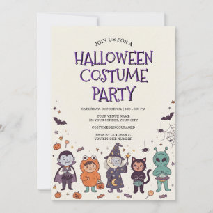 Invitation de fête d'Halloween en costume pour enf