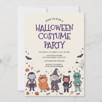 Invitation de fête d'Halloween en costume pour enf