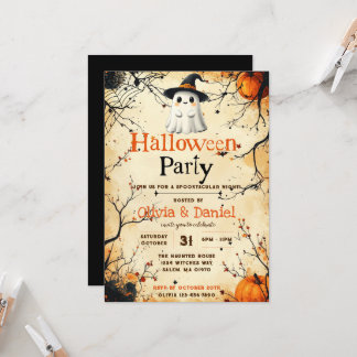 Invitation de fête d'Halloween Fantôme Vintage